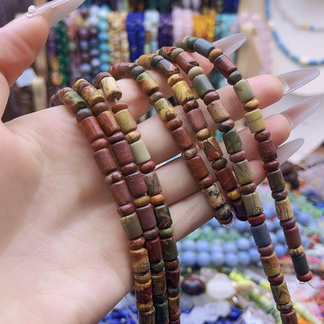 未镶嵌玛瑙/玉髓珠宝半成品/毕加索算盘+圆柱6mm 70号