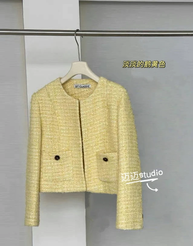 黄色小香风外套女2025春秋新款高端精致法式气质名媛小个子短上衣