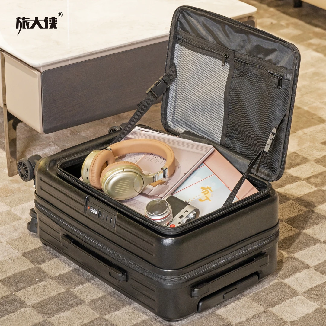 旅大侠新款侧开口行李箱女大容量可扩展PC拉杆箱20寸登机箱旅行箱