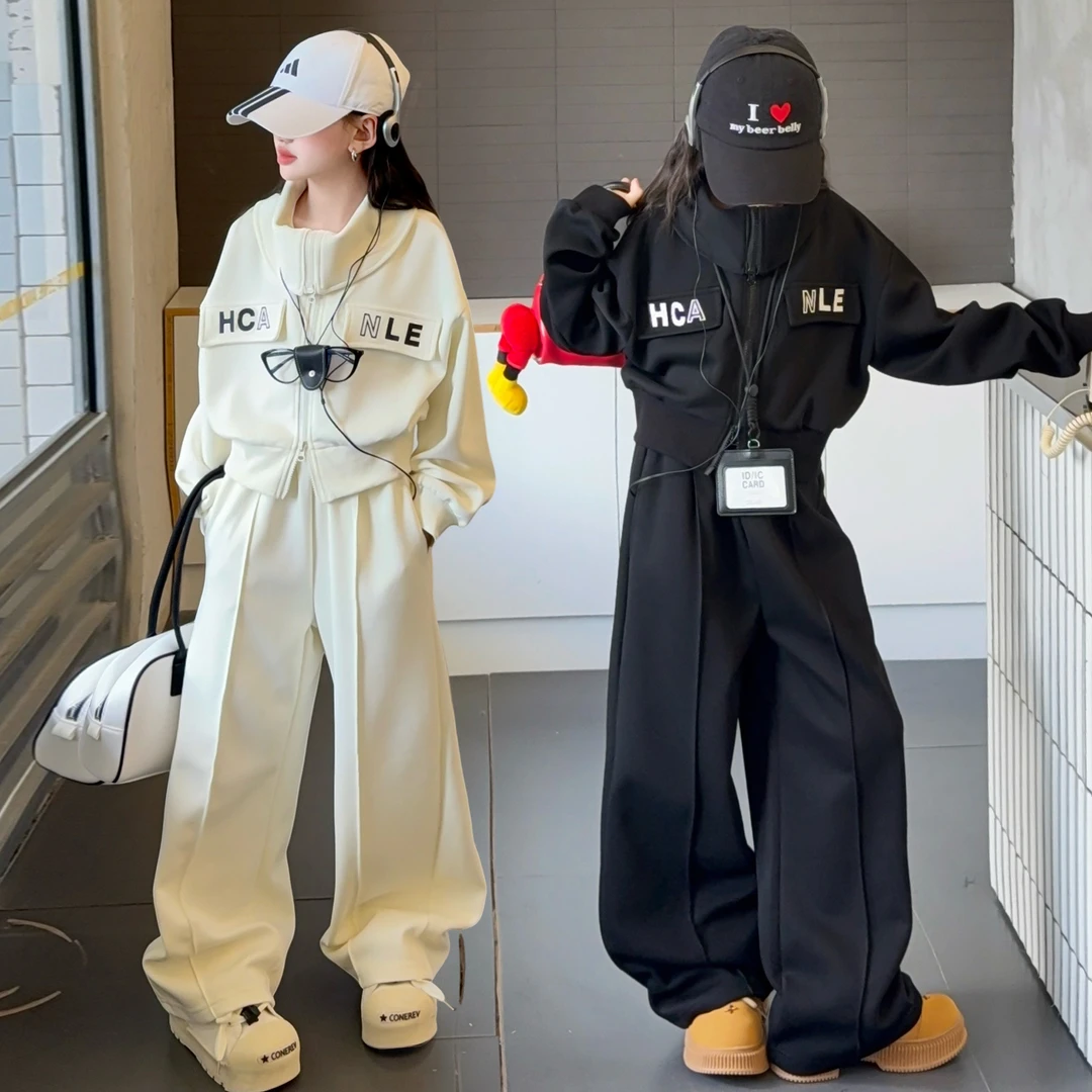 女童春秋套装2025秋季新款中大童休闲韩版秋季时髦炸街时尚两件套