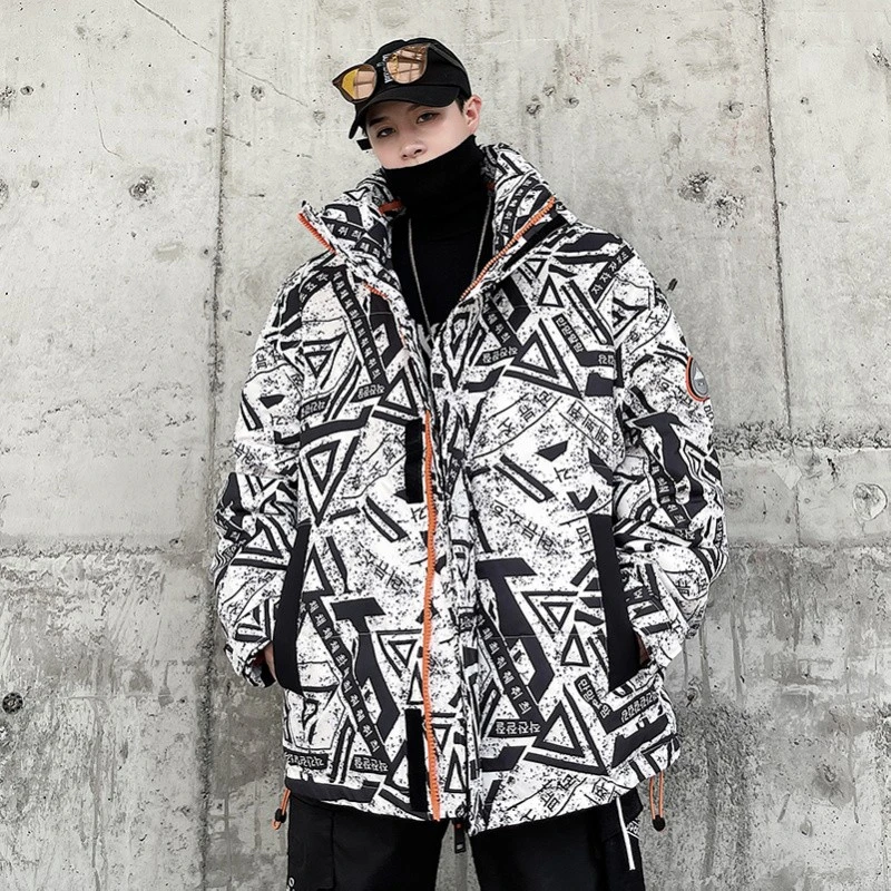 仓石一树2026冬季新款潮牌白色宽松冲锋衣羽绒服男士轻薄时尚外套