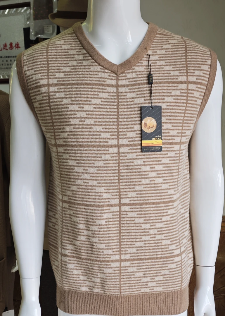 沙漠绒新疆本土纯驼绒圆领背心男款秋冬百搭针织时尚休闲保暖无袖