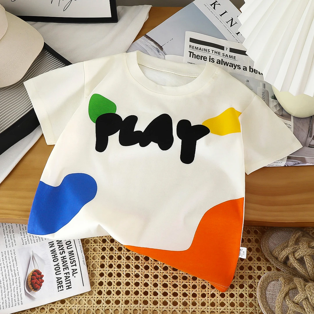 【100%纯棉】儿童T恤夏季洋气短袖男童女童舒适透气半袖韩版上衣