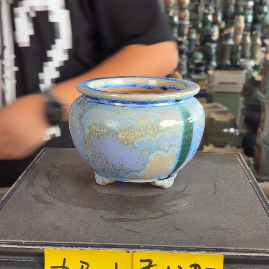 。一风堂石湾花盆 滴釉 内11*11