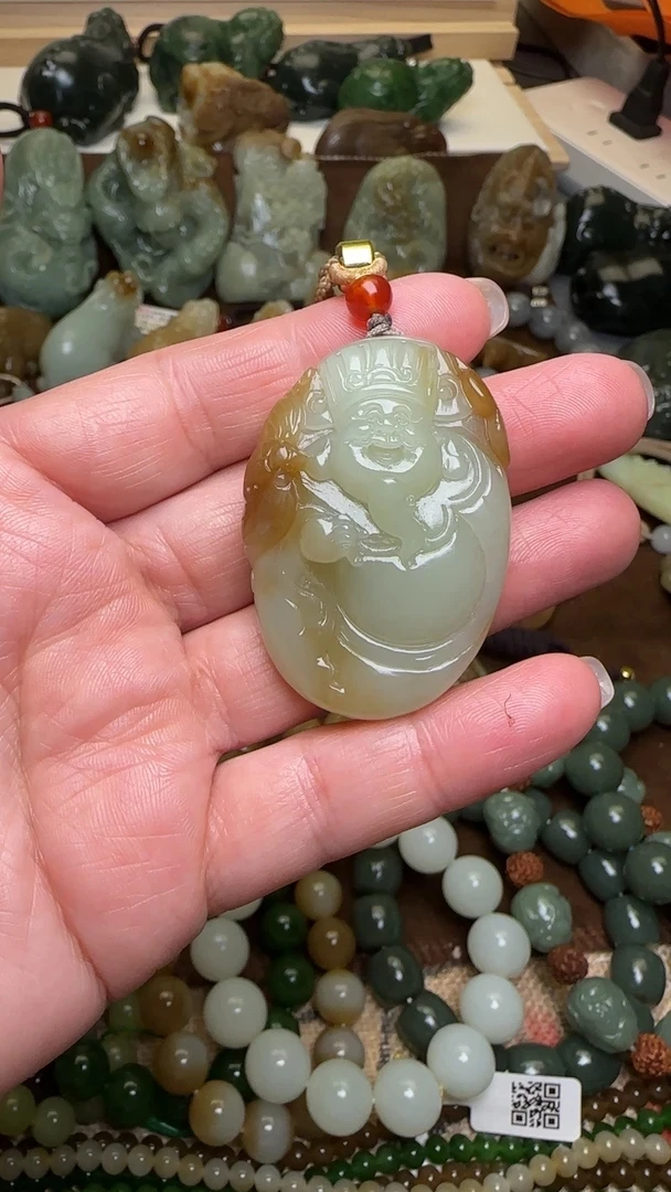 和田玉财神吊坠挂件