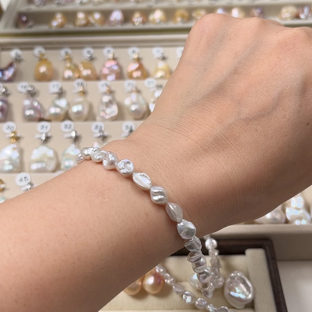 果***儿淡水珍珠手绳银S925镶嵌