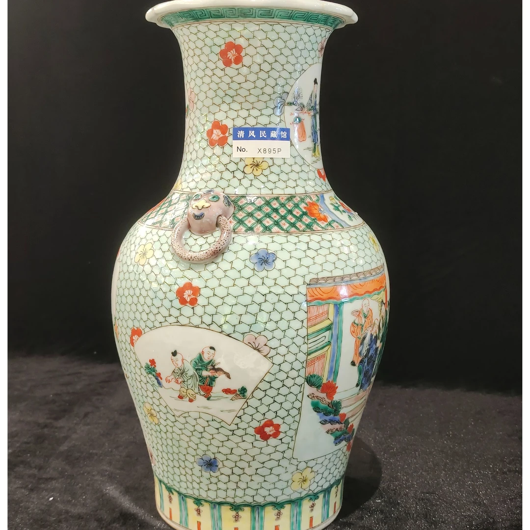 五彩花口双耳尊X895p