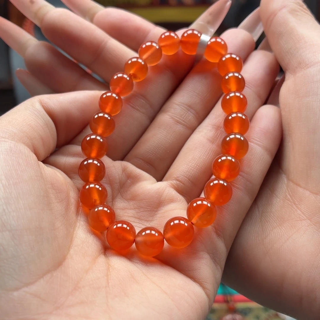 南红玛瑙未镶嵌手串原矿保山南红小庄冰橘手串卡8+
