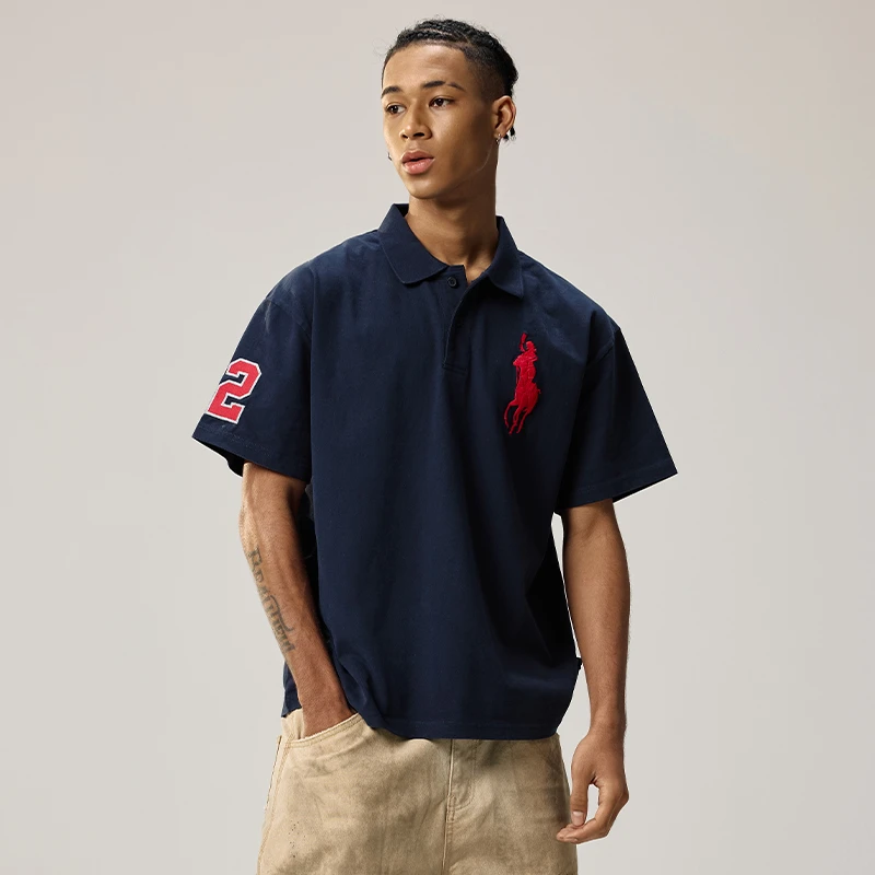 Remedy【R夫劳伦】夏季国潮宽松刺绣短袖T恤美式潮牌POLO衫男女