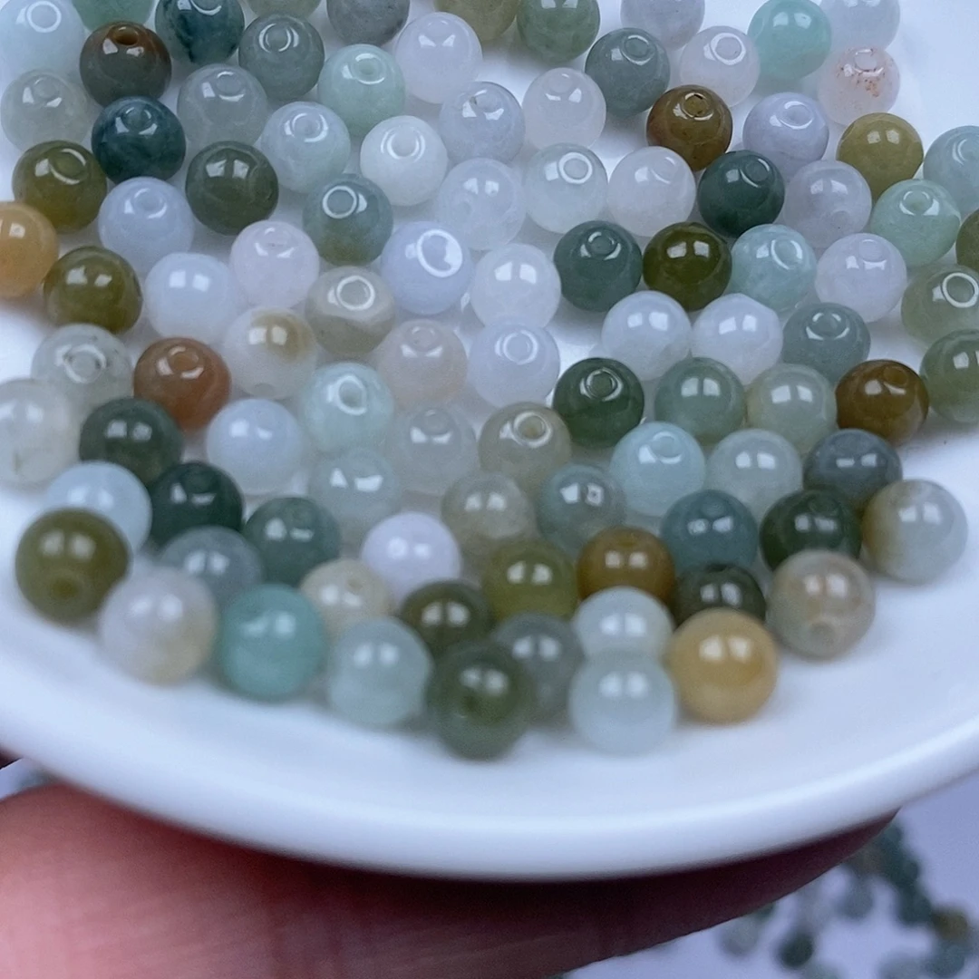 散珠翡翠翡翠圆珠100颗卡5