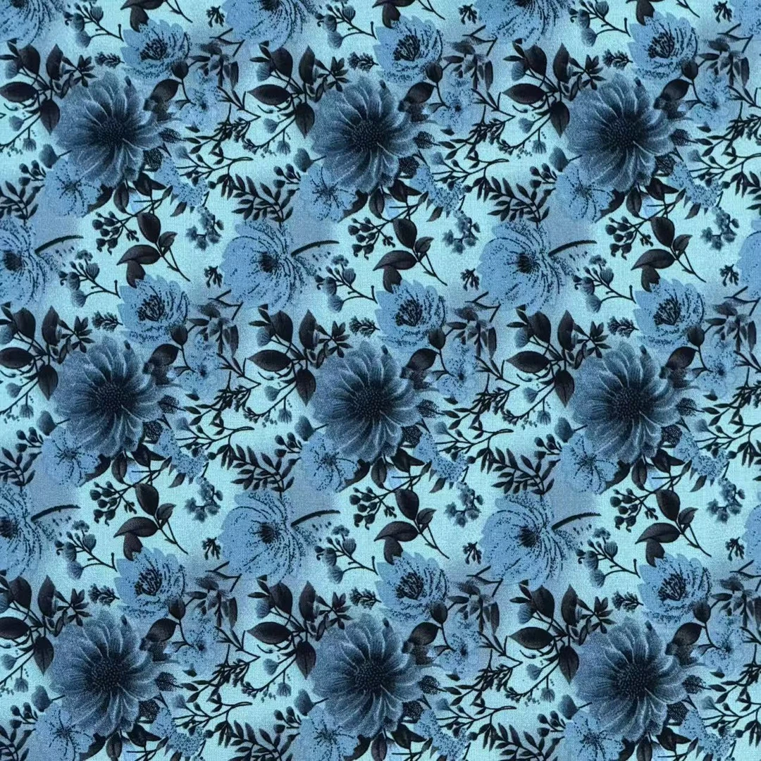棉绸幽蓝繁蕊面料（不支持七天无理由退换）