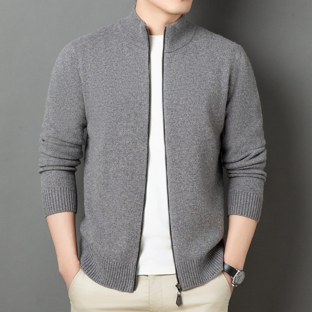 山羊绒绵羊毛混纺针织毛衣羊毛开衫拉链针织羊绒羊毛外套