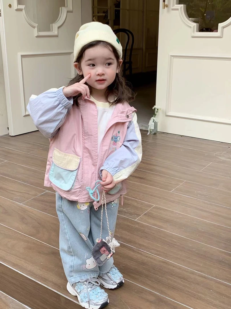 女童粉色卡通连帽外套（AH-2138-春秋）