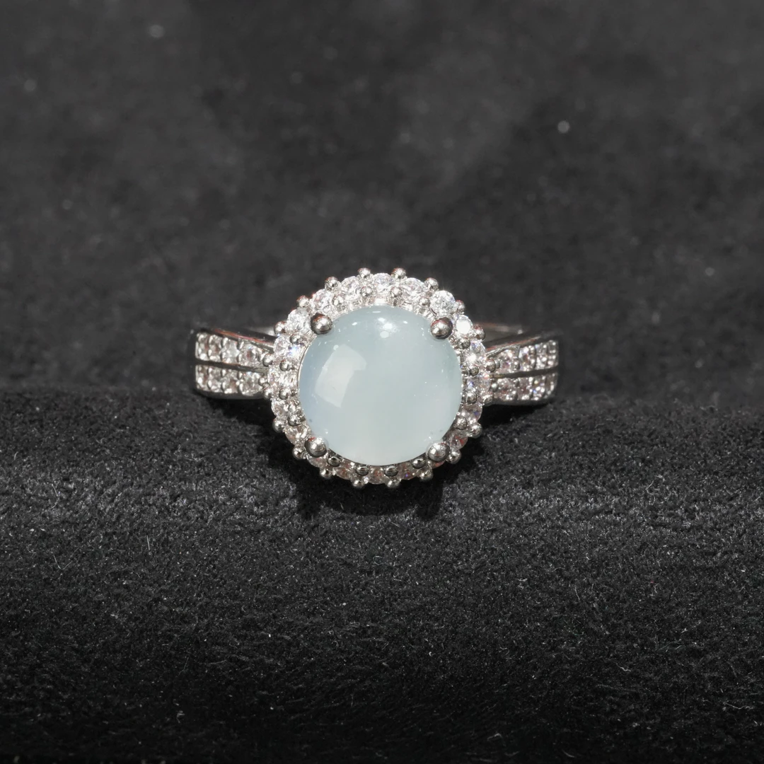 【翠玉翡翠】天然A货翡翠蛋面戒指(多样性发一)活口戒气质时尚精美