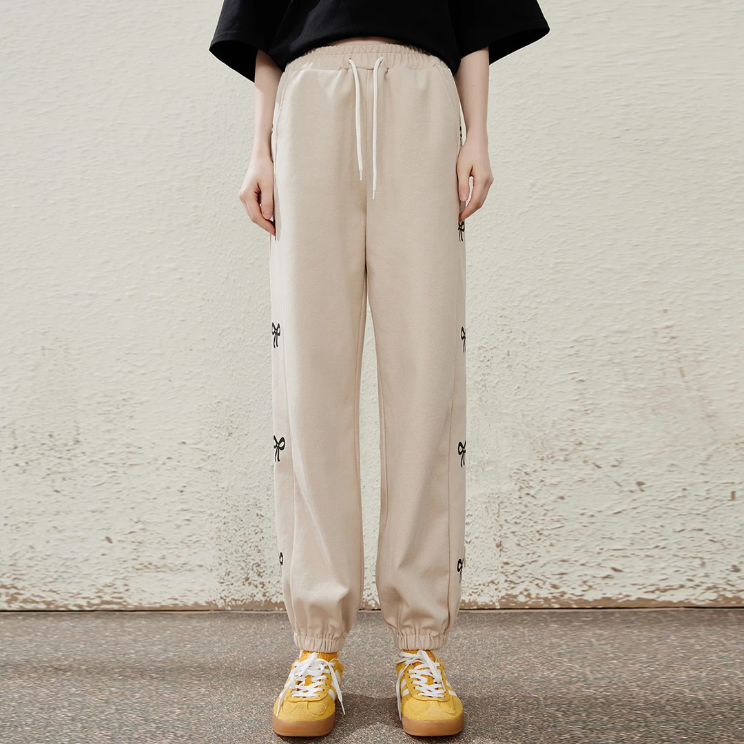 a02【金拐子专属】个性印花设计感高腰束脚裤简约休闲裤AEI2P5B09