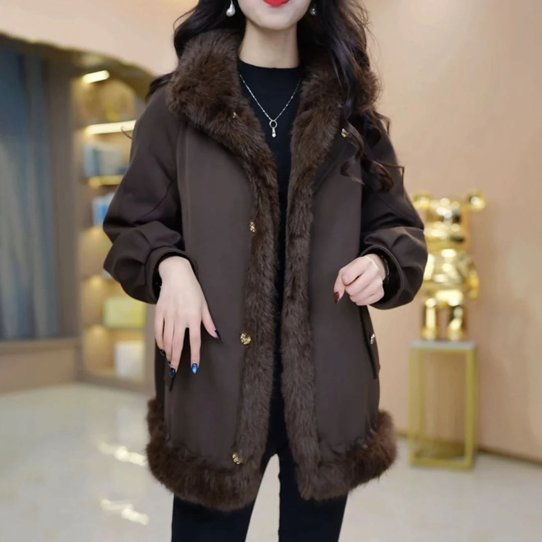 【加绒双面穿外套】2025冬季新款优雅气质时尚大气减龄收腰显瘦外套