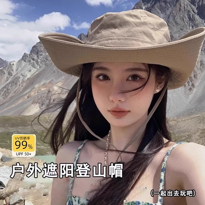 登山帽防晒帽男女通用2025新款户外徒步西部牛仔防晒遮阳新款露营