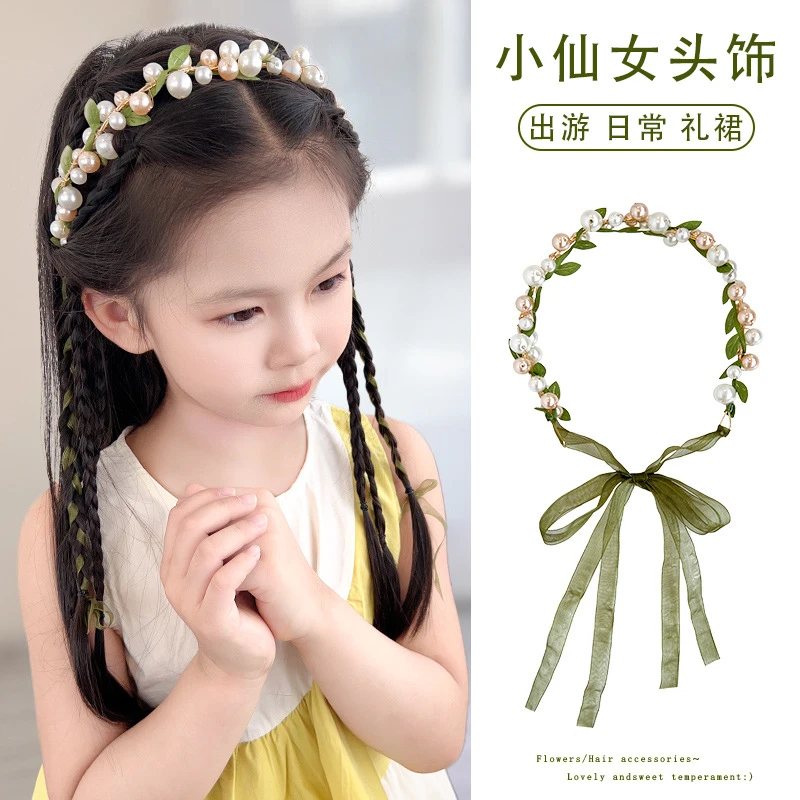 超仙花环发饰公主裙头花女童头箍女孩发箍小花童礼服头饰
