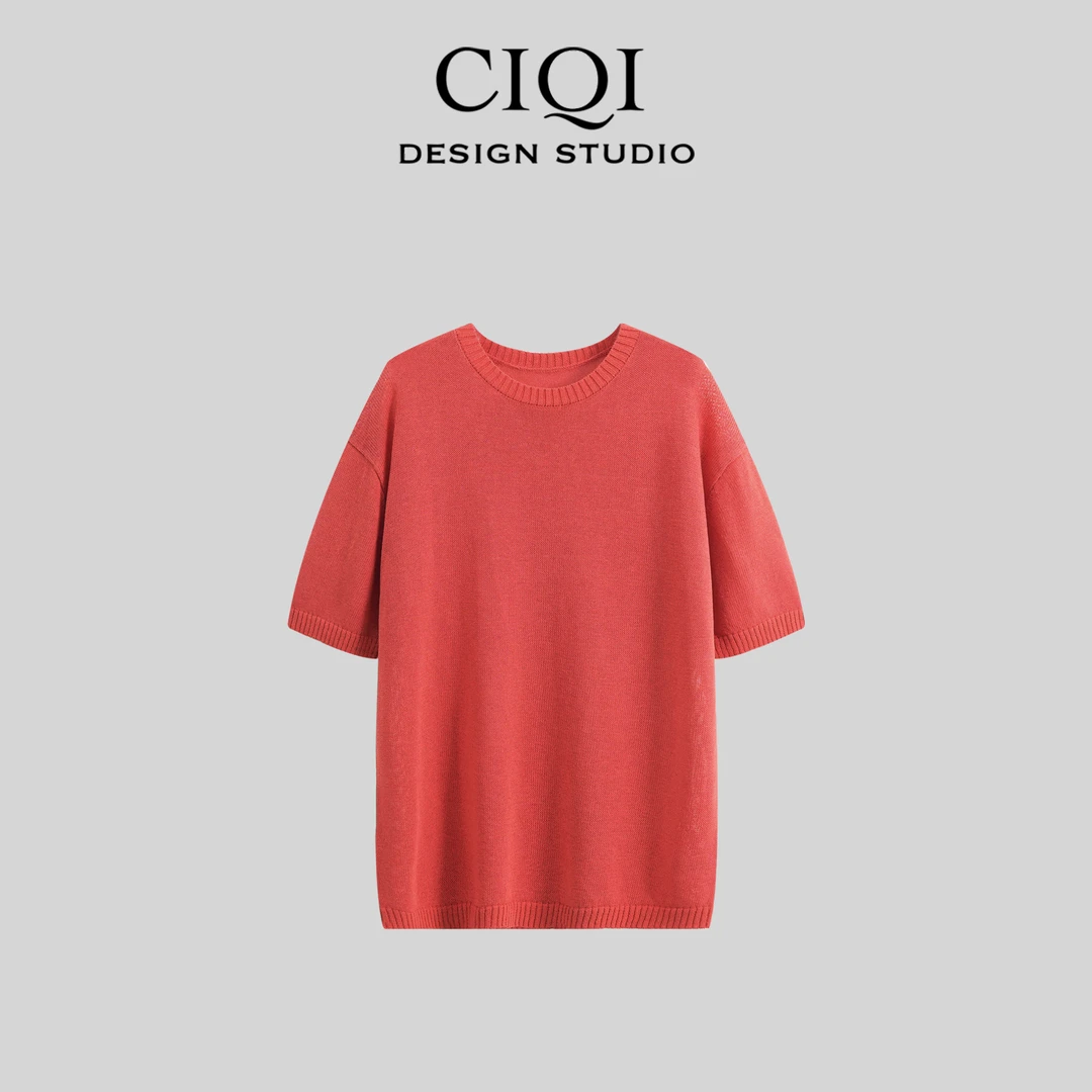 CIQI STUDIO【和纸之美】夏日冰感凉爽针织短袖透气百搭T恤DY25861