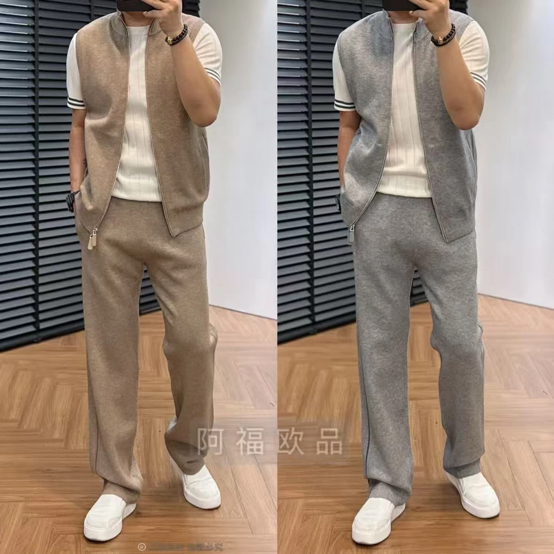 【阿福欧品】男士净奢LP百搭山羊绒羊毛定织马甲套装