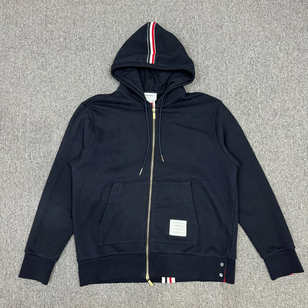 99新 THOMBROWNE 11036224 TB藏蓝色拉链连帽外套 3码