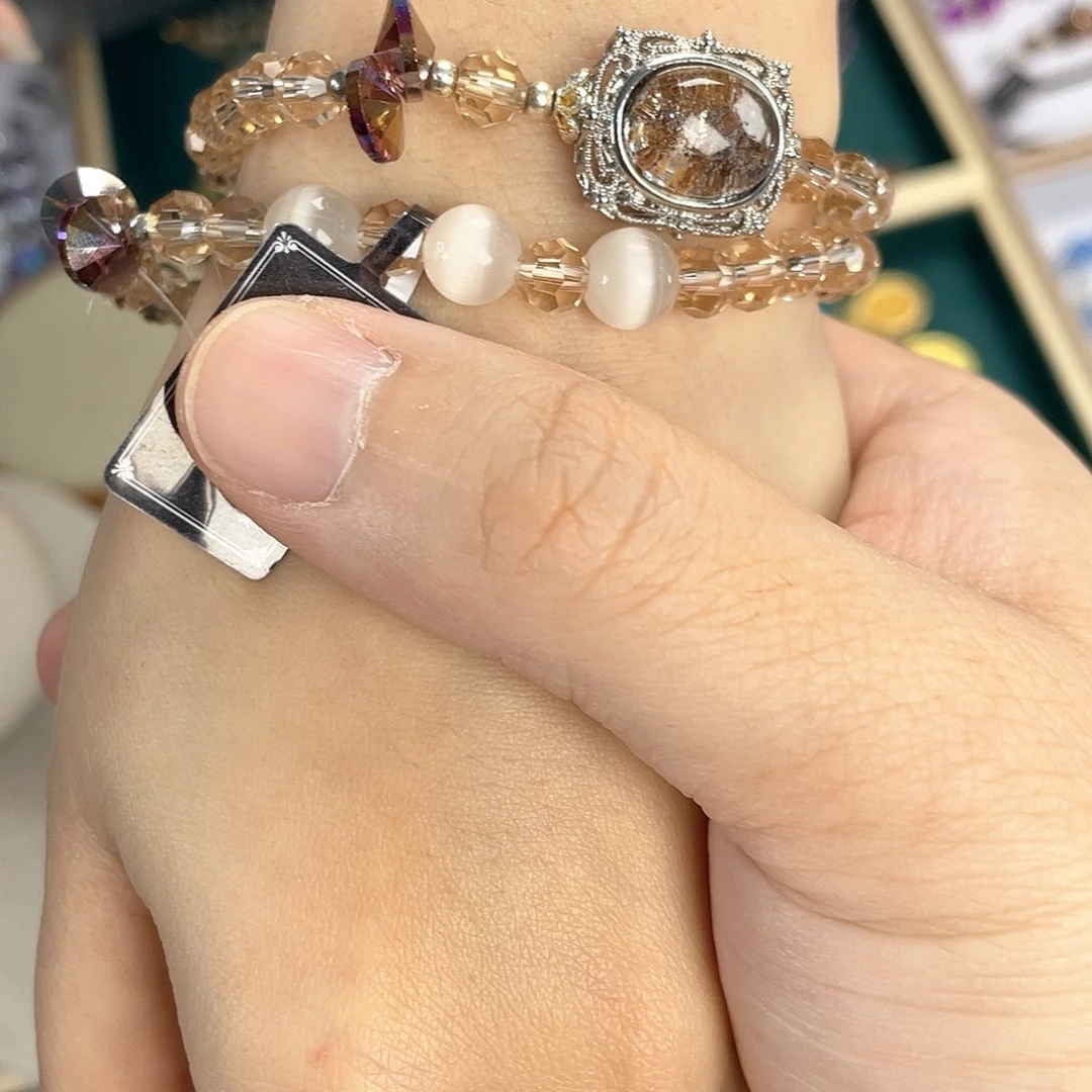 水晶手链银S925镀金镶嵌