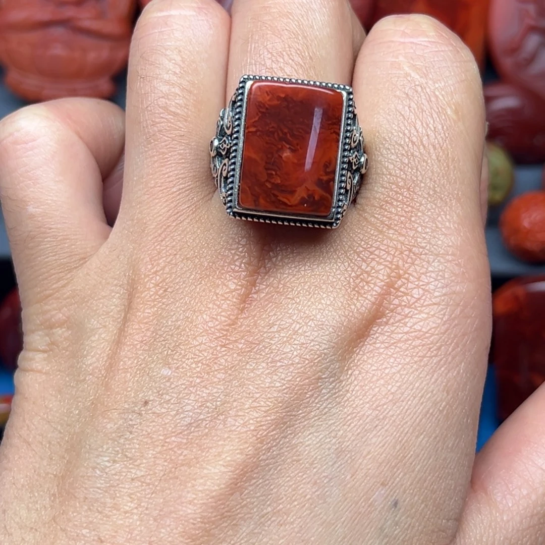 南红玛瑙银S925镶嵌配饰