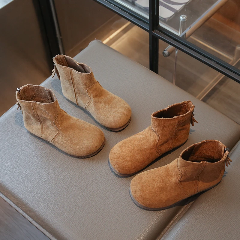 女童短靴2025秋冬新款儿童皮靴洋气勃肯鞋小女孩休闲时尚软底单靴