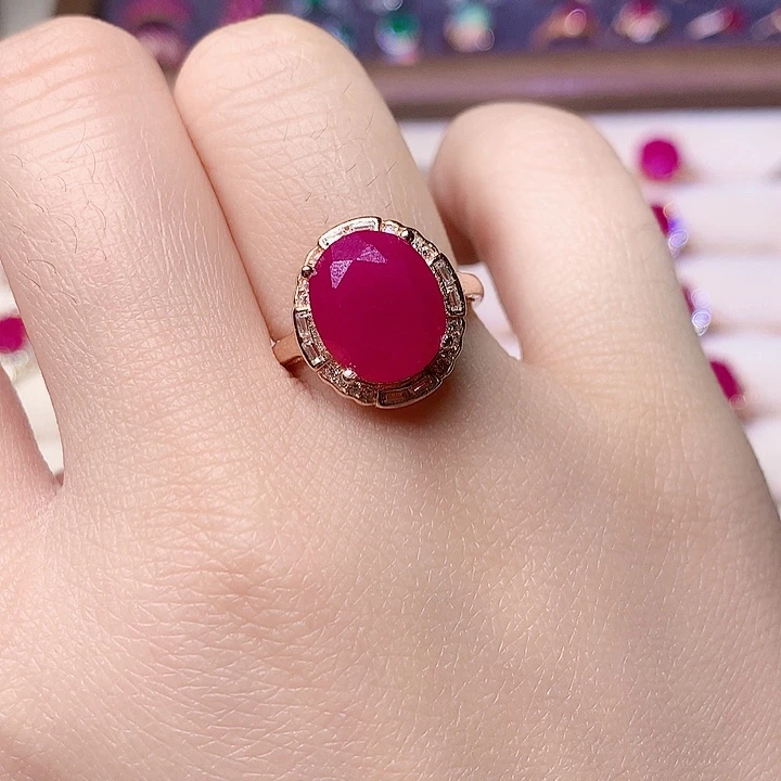 红宝石戒指银S925镶嵌涵****宝