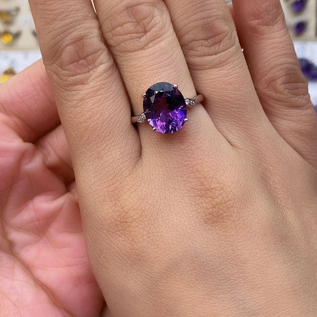 紫晶纯天然无优化紫水晶x银S925镶嵌?*