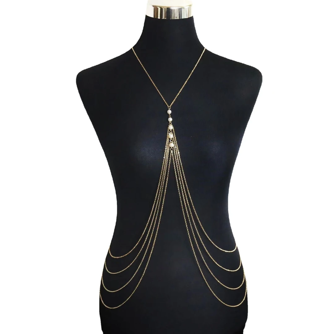 合金项链 欧美长款流苏身体热销时尚饰品跨境性感配饰夸张多层链