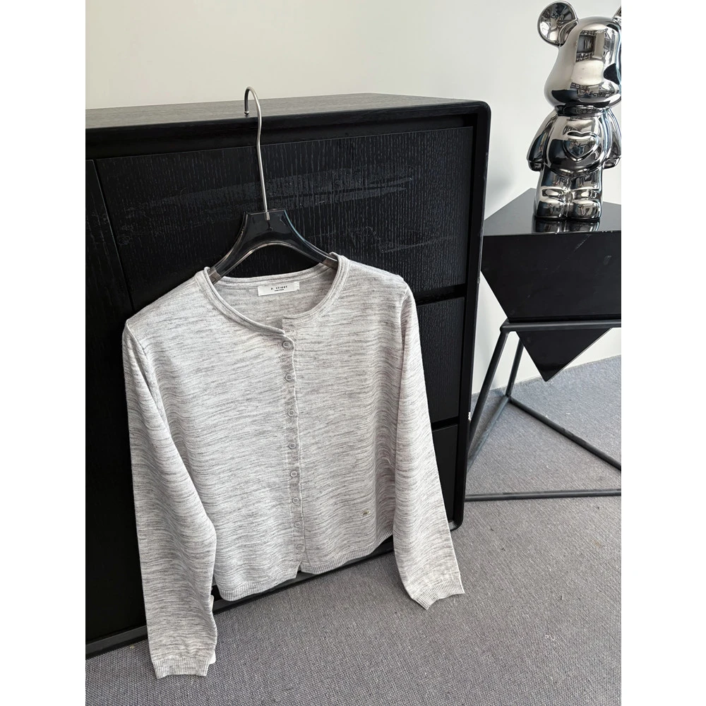 D032幻彩麻  线下同款！！！纯色彩花百搭长袖开衫针织衫春夏新款