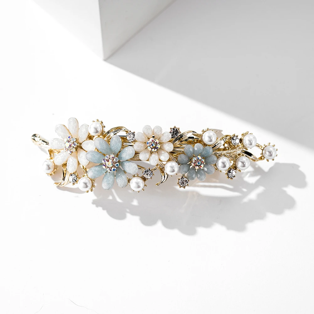 FJ3695大号清新小兰花弹簧夹