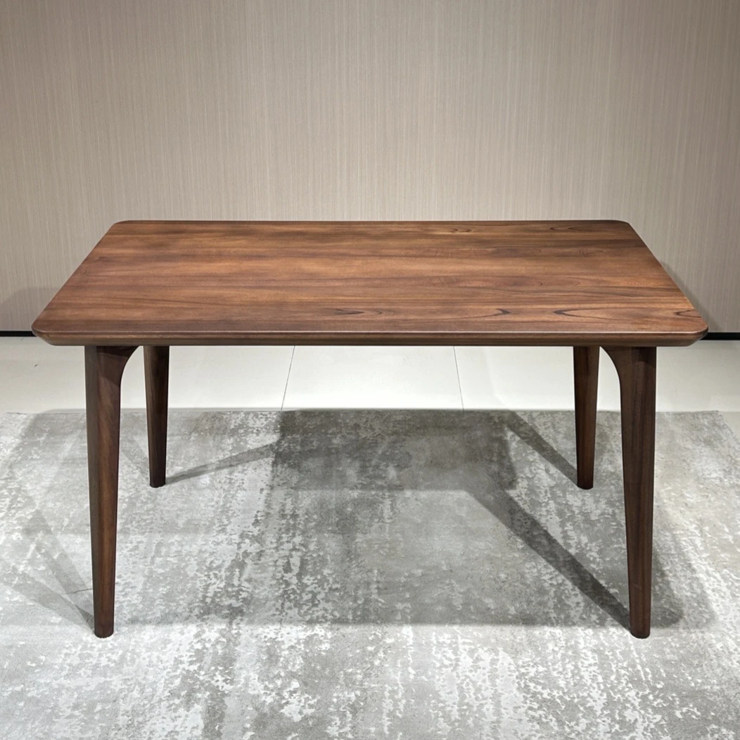 黑胡桃实木餐桌家用极简餐厅阳台长方形吃饭桌实木餐桌椅桌子