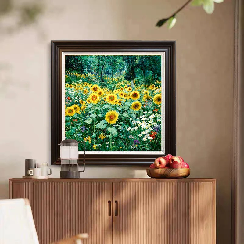 《向阳而生》厚油向日葵手工油画餐厅装饰画客厅卧室抖柜摆台挂画