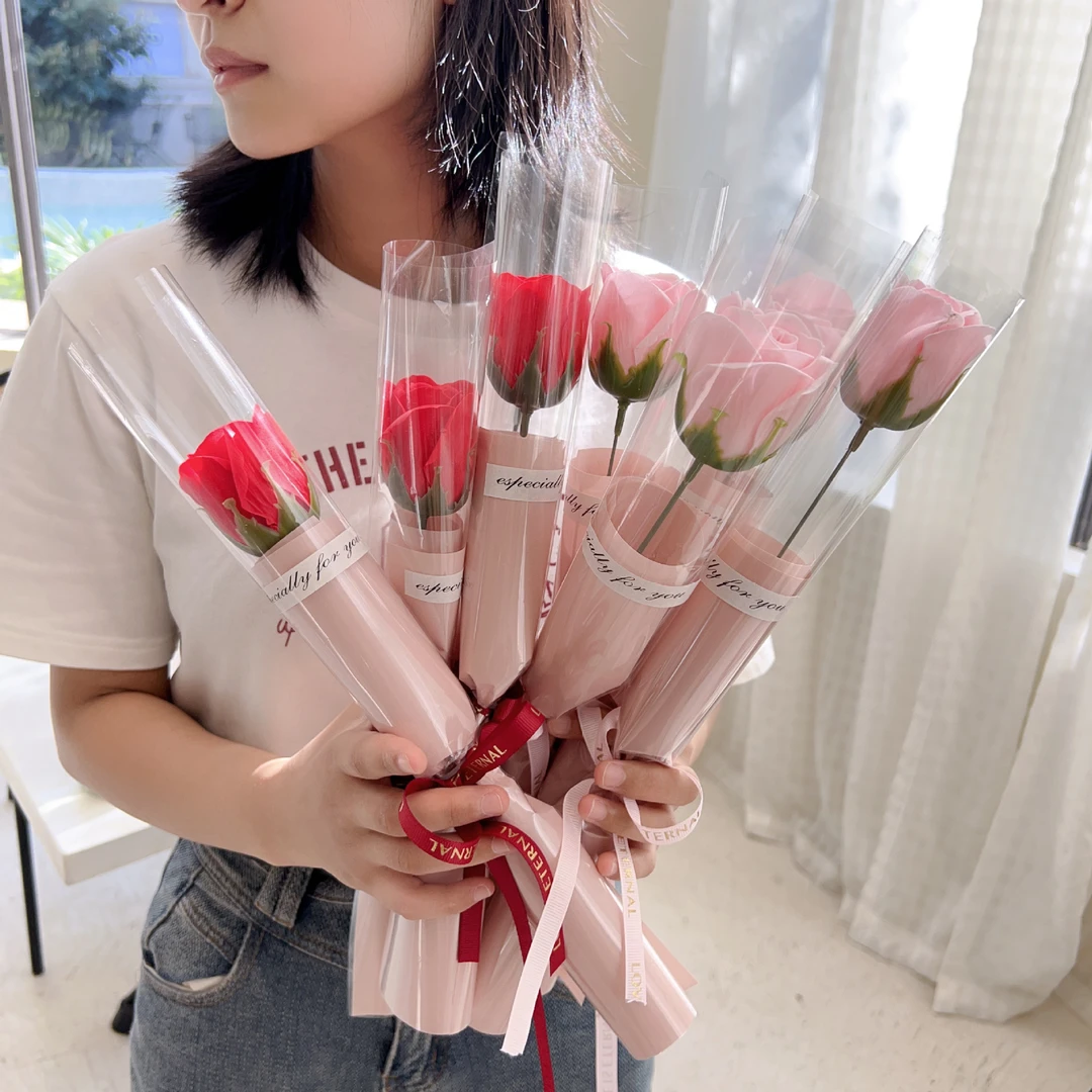 手工香皂花包邮七夕节礼物仿真玫瑰花郁金香花束教师节礼物