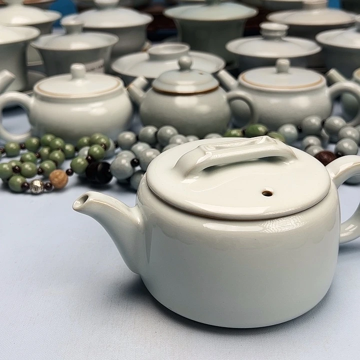 杯微微暇月白釉汗瓦壶原矿原釉原产地