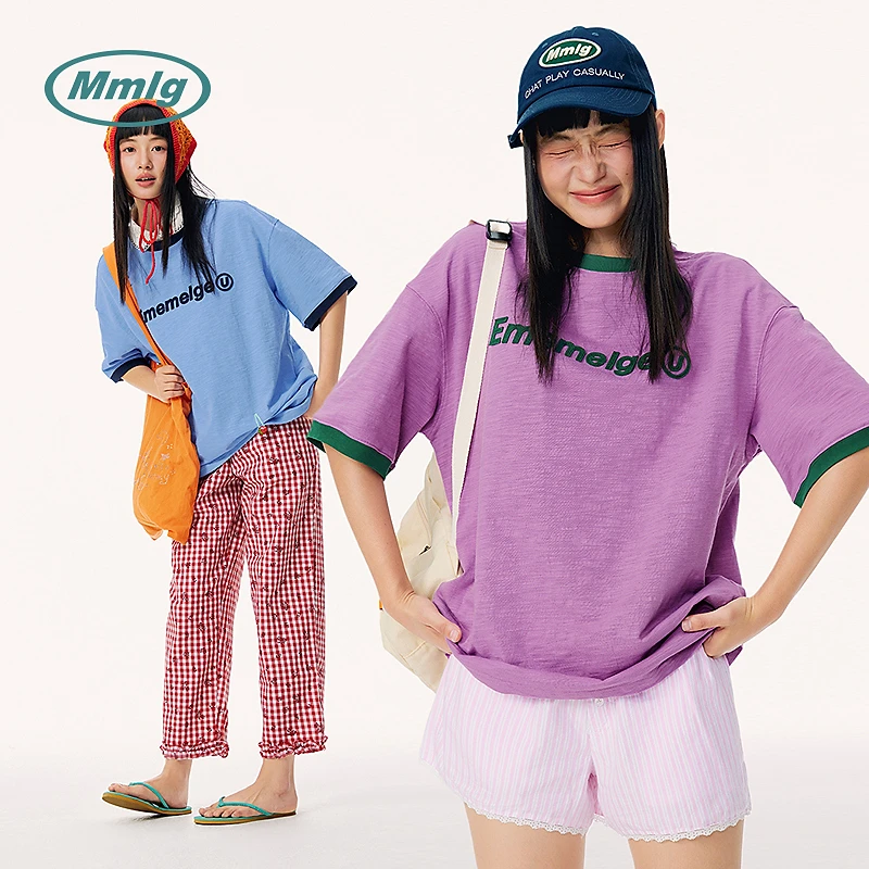Mmlg竹节棉 2025夏季新款韩系短袖t恤纯棉宽松半袖男女同款FQT078