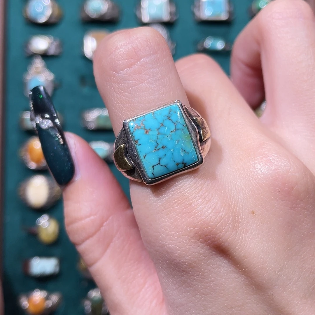 绿松石银S925镶嵌戒指