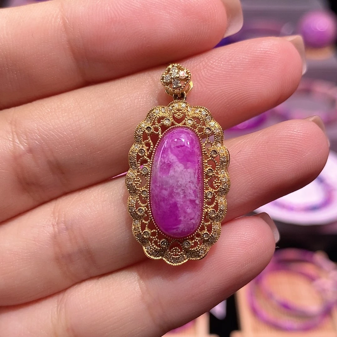 苏纪石（舒俱来）18K金镶嵌吊坠(不含链)