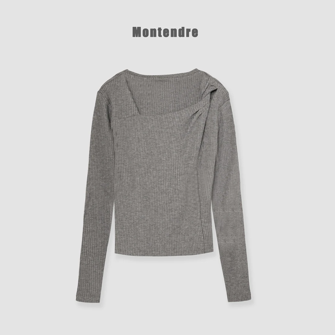 【MonTendre】秋冬新款 百搭气质小众上衣高级感不对称设计针织衫