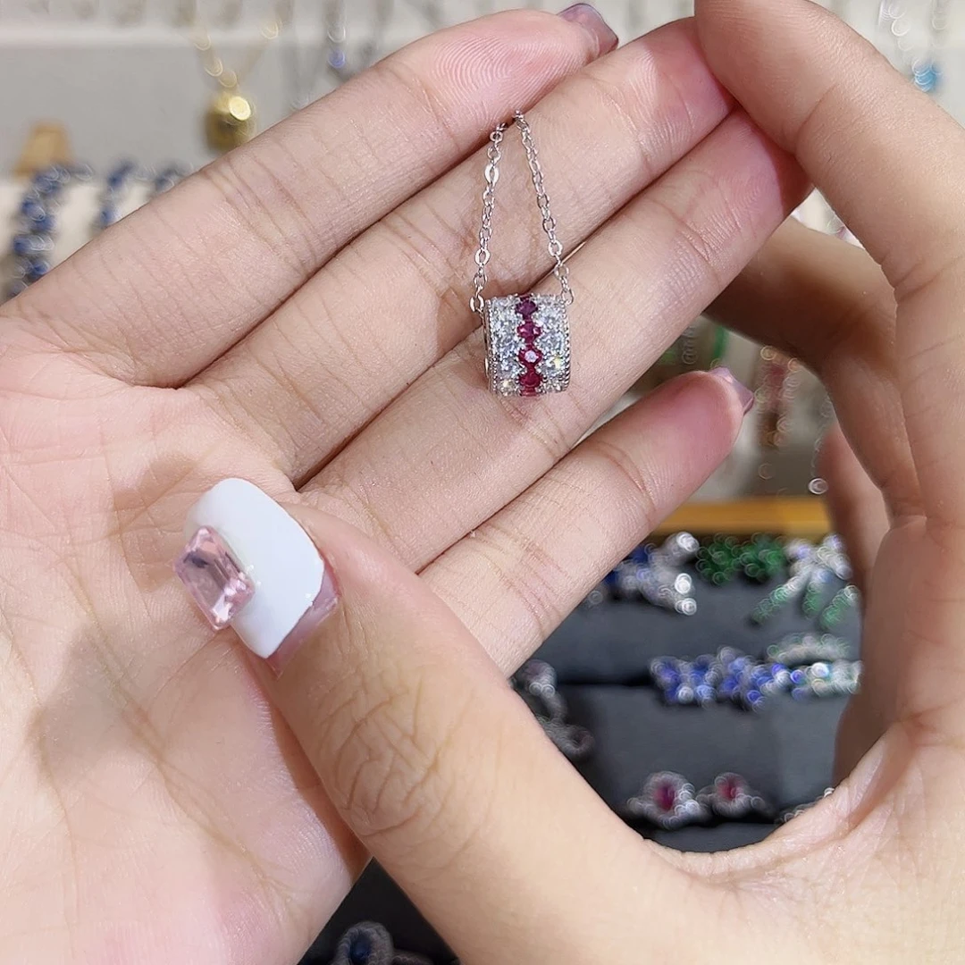 红宝石吊坠(赠链)银S925镶嵌