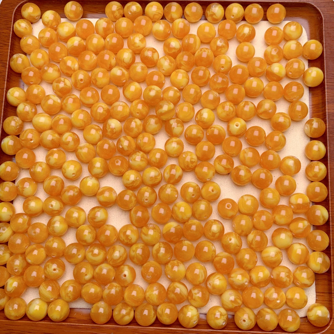 8 10 12mm鸡油黄飘花散珠