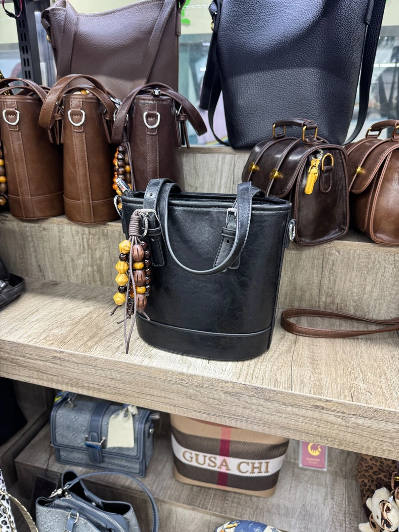 【六六推荐】双根百搭单根复古水桶包女士纯色肩包