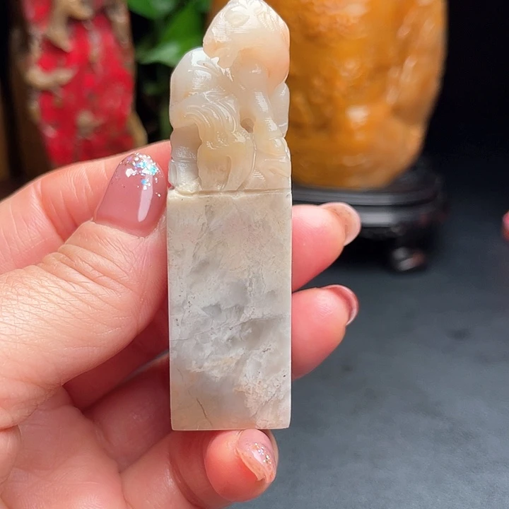 田黄石冰*白冻冻印章把件