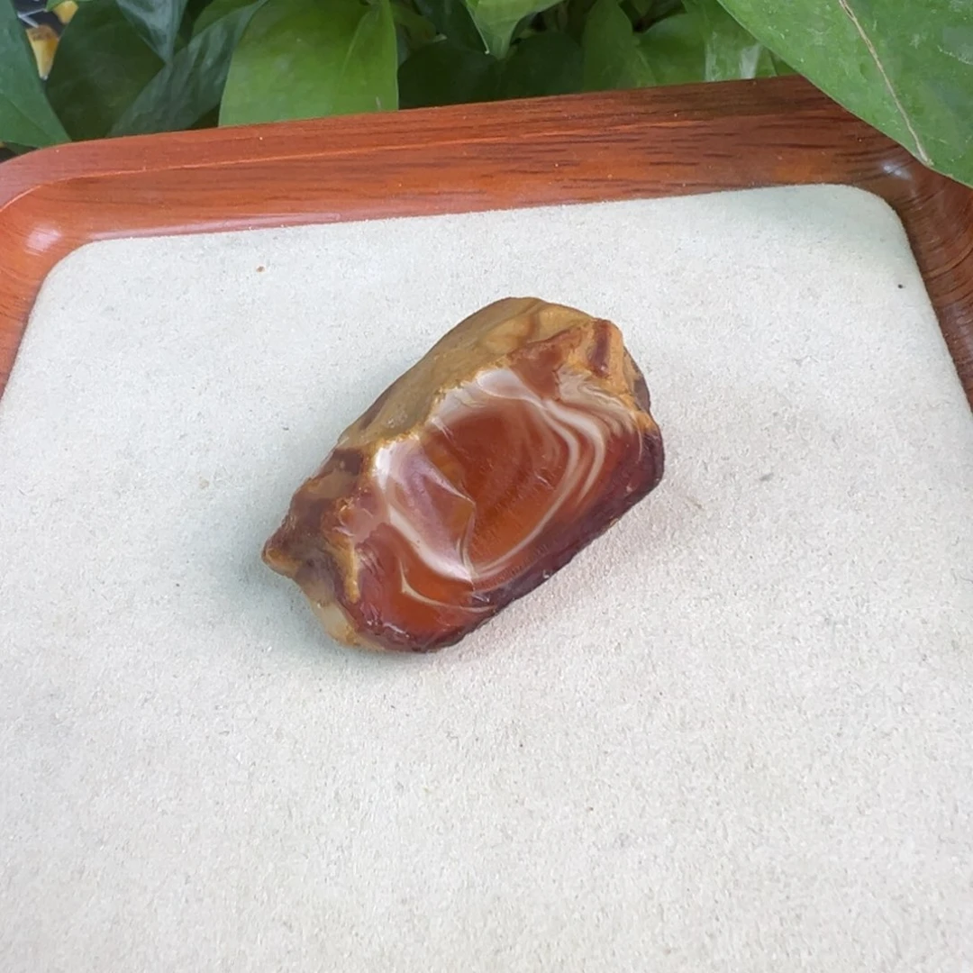 定制琥珀未镶嵌荧光拉丝白花蜡沁色妖孽