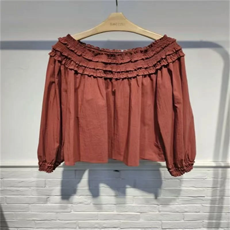 FF12# 松紧领口上衣宽松显瘦套头衬衫