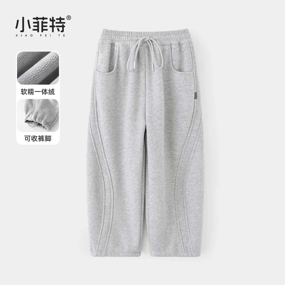 小菲特女童冬装加绒卫裤中大童保暖弯刀裤儿童加厚裤子JMKD57707