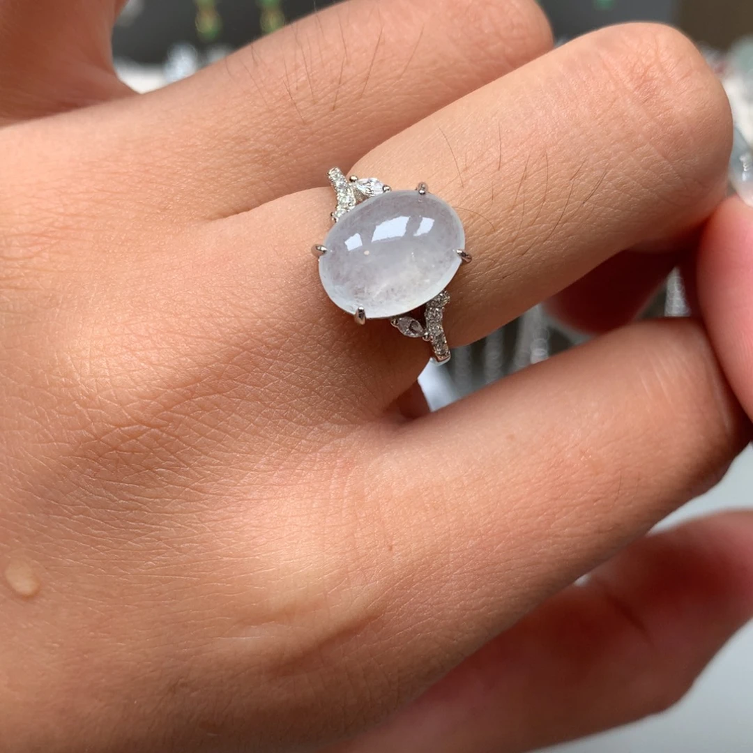 翡翠戒指银S925镶嵌戒指