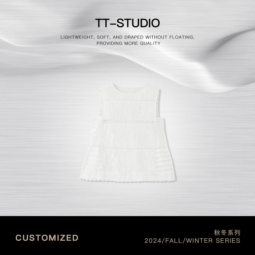 TT【钟意背心】欧若风中式真丝+麻料显瘦百搭百褶裙背心裙子1085